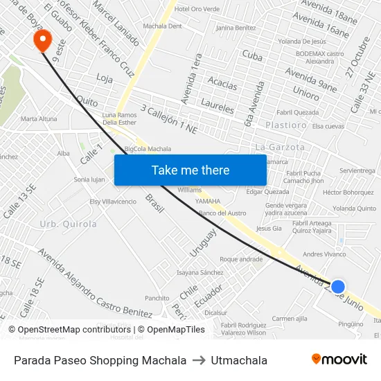 Parada Paseo Shopping Machala to Utmachala map