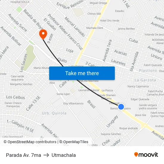 Parada Av. 7ma to Utmachala map