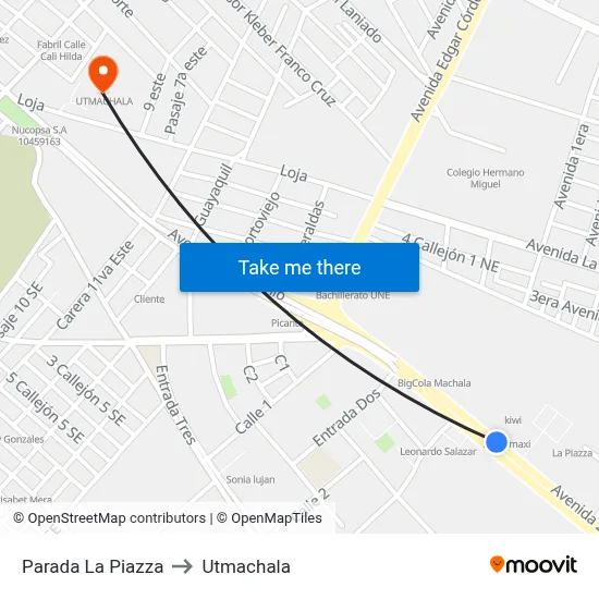 Parada La Piazza to Utmachala map
