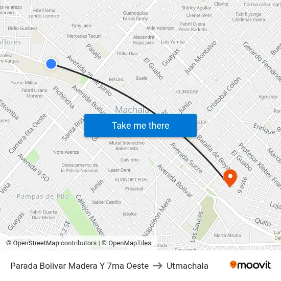 Parada Bolivar Madera Y 7ma Oeste to Utmachala map