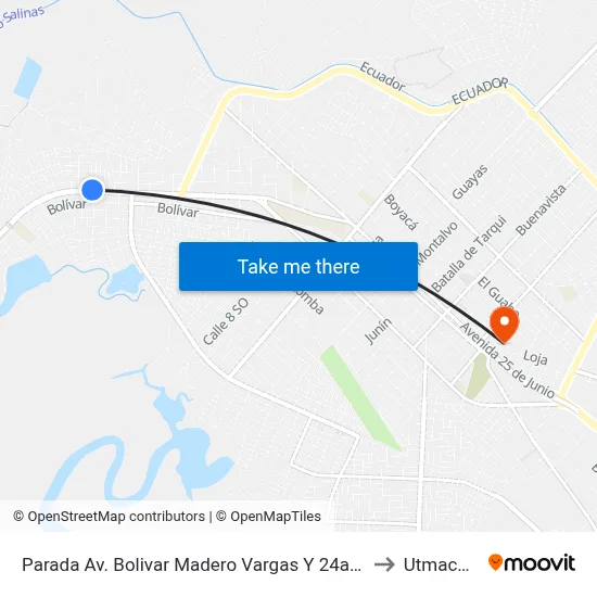 Parada Av. Bolivar Madero Vargas Y 24ava Oeste to Utmachala map