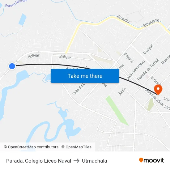 Parada, Colegio Liceo Naval to Utmachala map