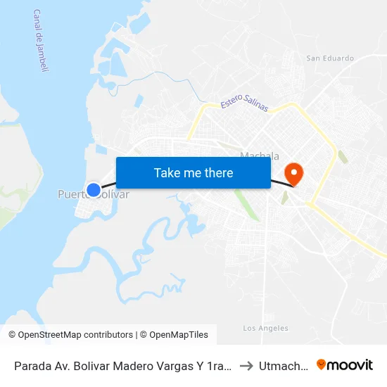 Parada Av. Bolivar Madero Vargas Y 1ra Norte to Utmachala map