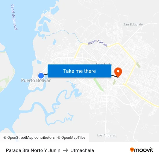 Parada 3ra Norte Y Junin to Utmachala map