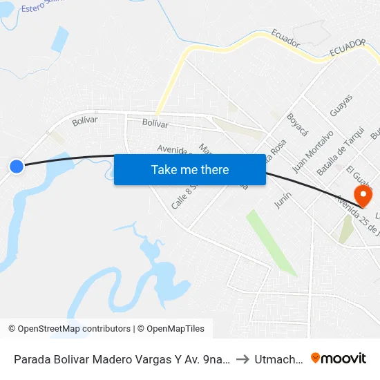 Parada Bolivar Madero Vargas Y Av. 9na Norte to Utmachala map