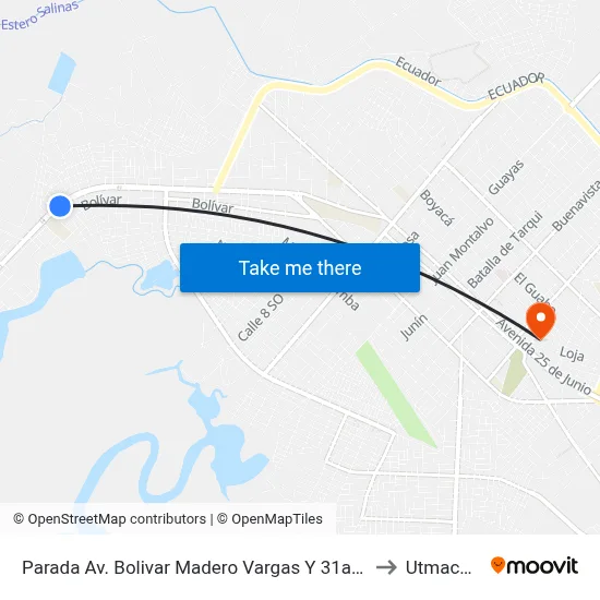 Parada Av. Bolivar Madero Vargas Y 31ava Oeste to Utmachala map
