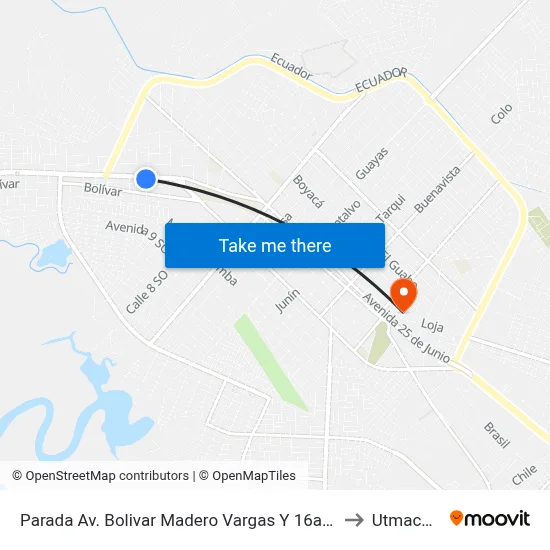 Parada Av. Bolivar Madero Vargas Y 16ava Oeste to Utmachala map