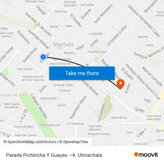 Parada Pichincha Y Guayas to Utmachala map