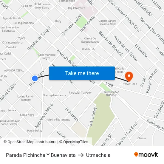 Parada Pichincha Y Buenavista to Utmachala map