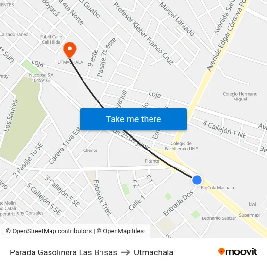 Parada Gasolinera Las Brisas to Utmachala map