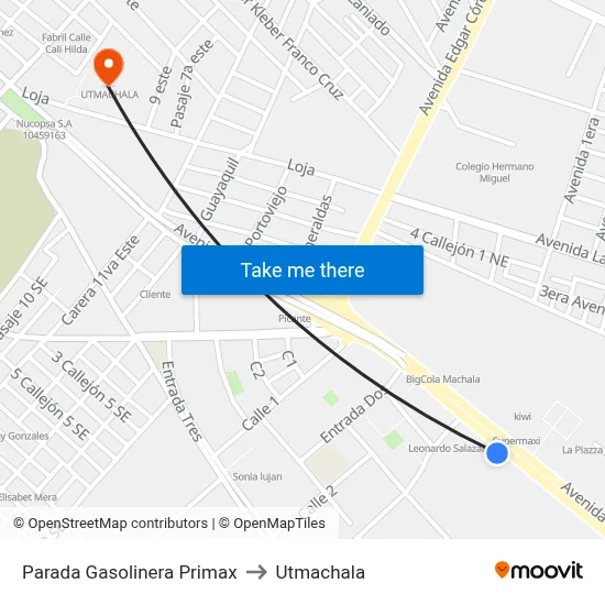Parada Gasolinera Primax to Utmachala map