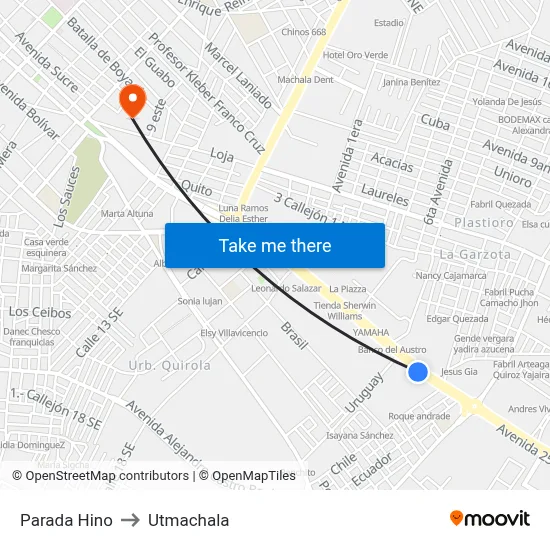 Parada Hino to Utmachala map