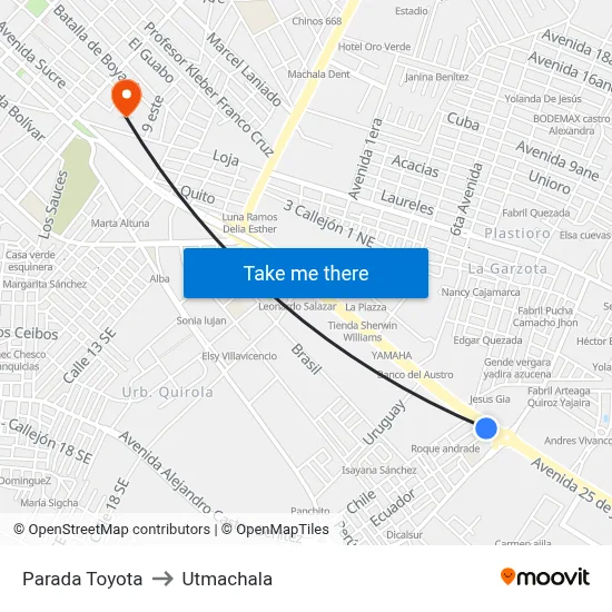 Parada Toyota to Utmachala map