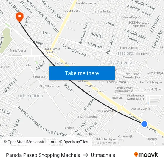 Parada Paseo Shopping Machala to Utmachala map