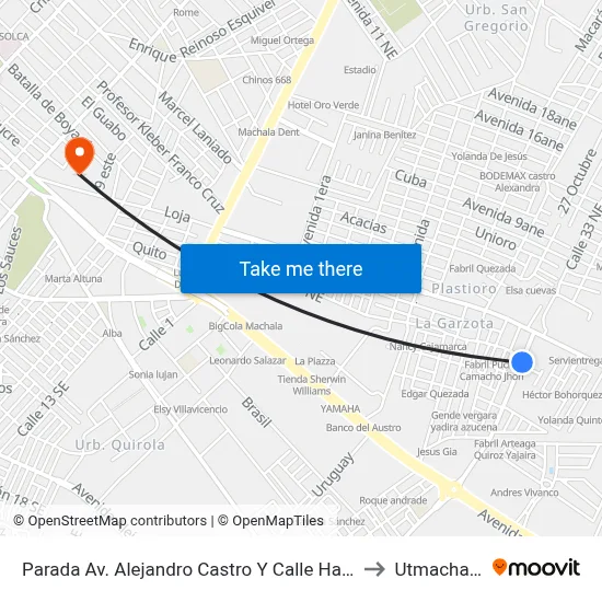 Parada Av. Alejandro Castro Y Calle Haití to Utmachala map
