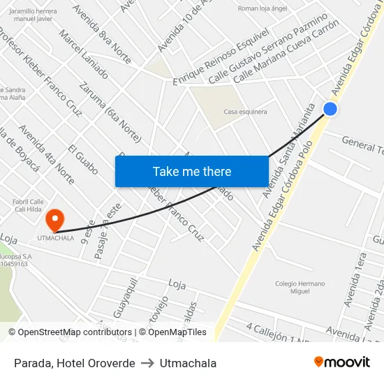 Parada, Hotel Oroverde to Utmachala map