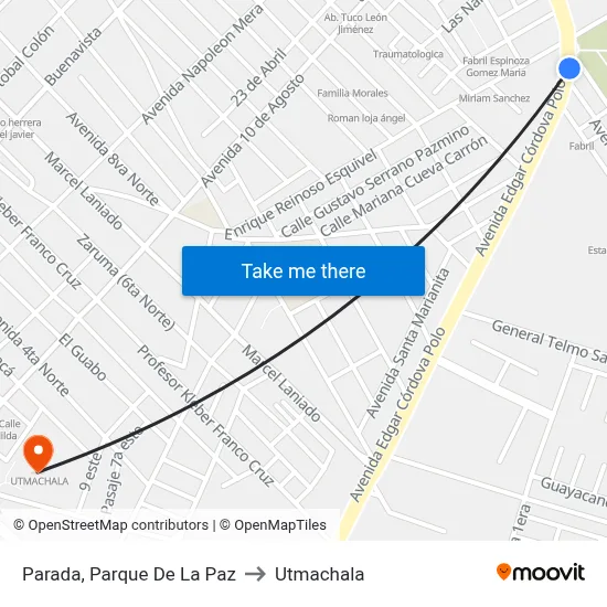 Parada, Parque De La Paz to Utmachala map