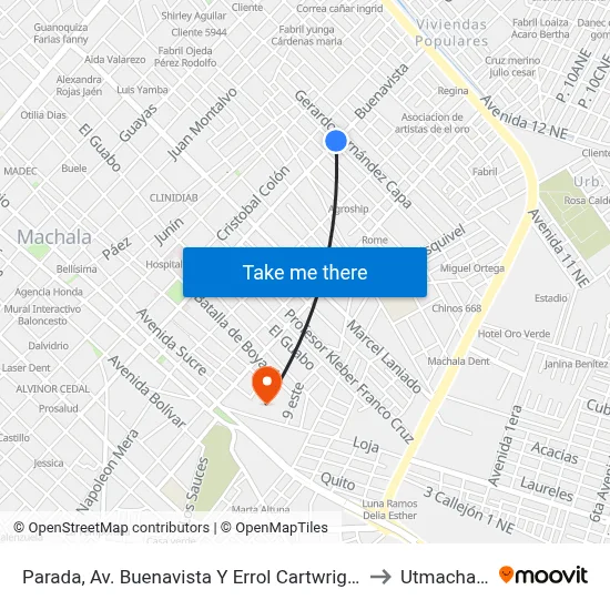 Parada, Av. Buenavista Y Errol Cartwright to Utmachala map