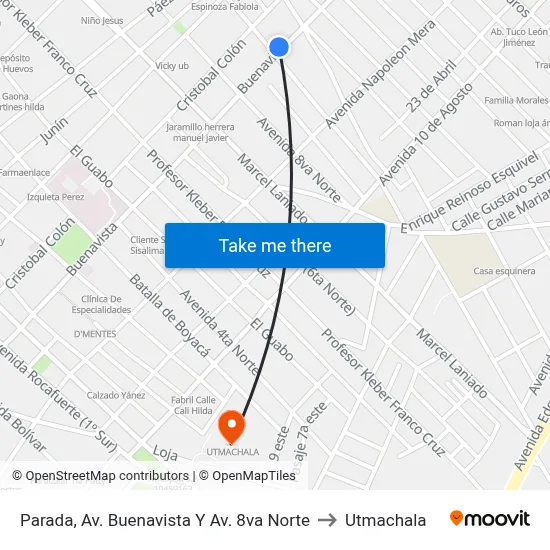 Parada, Av. Buenavista Y Av. 8va Norte to Utmachala map