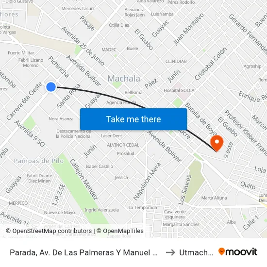 Parada, Av. De Las Palmeras Y Manuel Serrano to Utmachala map