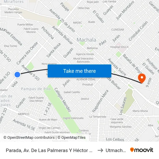 Parada, Av. De Las Palmeras Y Héctor Chica to Utmachala map