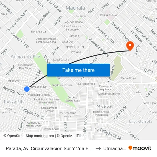 Parada, Av. Circunvalación Sur Y 2da Este to Utmachala map