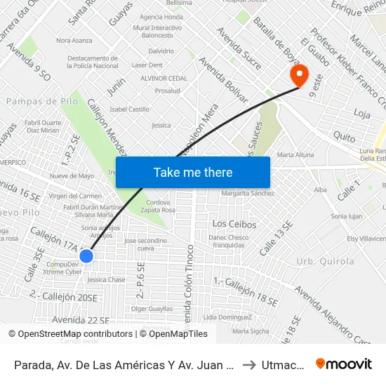 Parada, Av. De Las Américas Y Av. Juan Palomino to Utmachala map