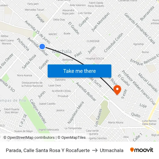 Parada, Calle Santa Rosa Y Rocafuerte to Utmachala map