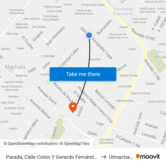 Parada, Calle Colón Y Gerardo Fernández to Utmachala map