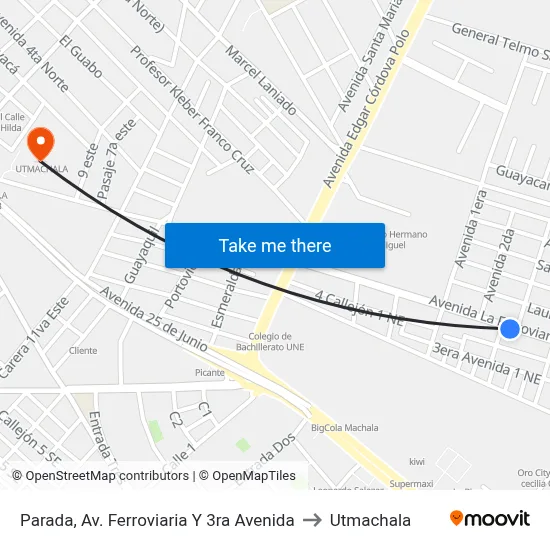 Parada, Av. Ferroviaria Y 3ra Avenida to Utmachala map