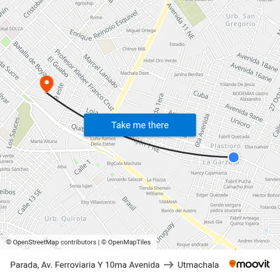 Parada, Av. Ferroviaria Y 10ma Avenida to Utmachala map