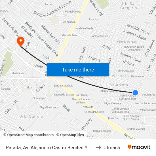 Parada, Av. Alejandro Castro Benites Y Haití to Utmachala map