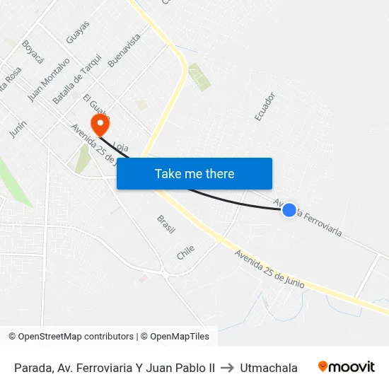 Parada, Av. Ferroviaria Y Juan Pablo II to Utmachala map