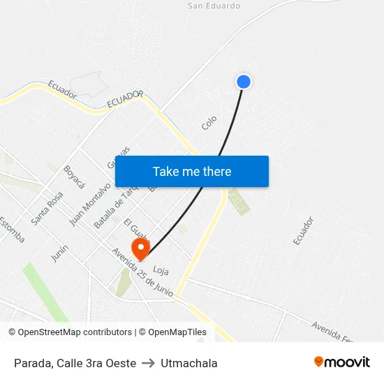 Parada, Calle 3ra Oeste to Utmachala map