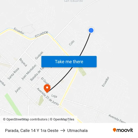 Parada, Calle 14 Y 1ra Oeste to Utmachala map