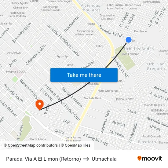 Parada, Via A El Limon (Retorno) to Utmachala map