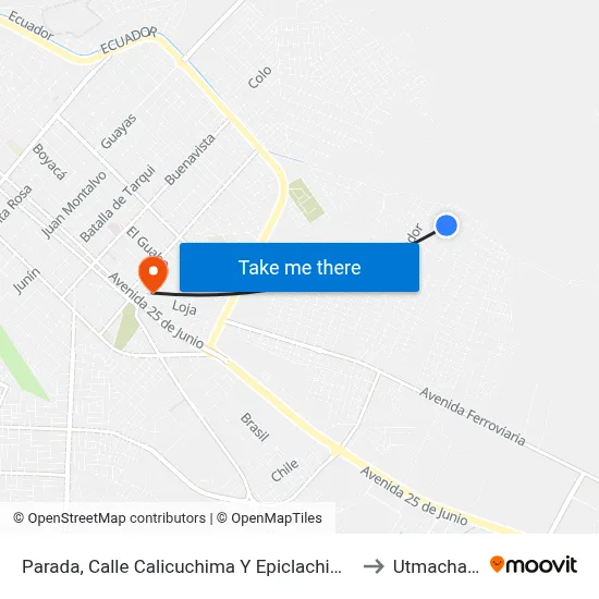 Parada, Calle Calicuchima Y Epiclachima to Utmachala map