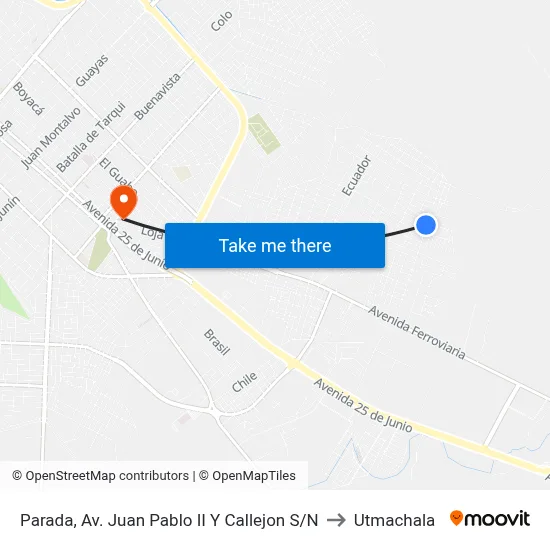 Parada, Av. Juan Pablo II Y Callejon S/N to Utmachala map