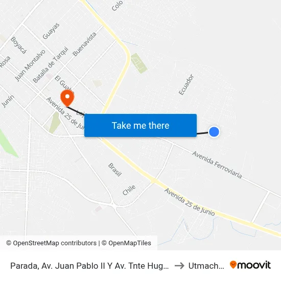 Parada, Av. Juan Pablo II Y Av. Tnte Hugo Ortíz to Utmachala map