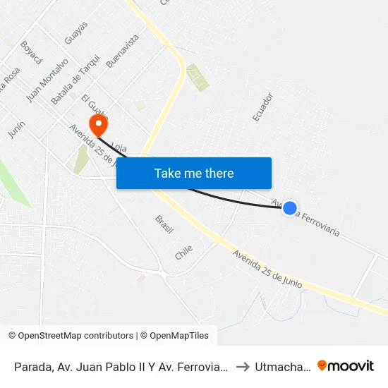 Parada, Av. Juan Pablo II Y Av. Ferroviaria to Utmachala map
