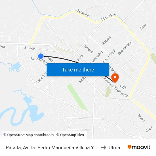 Parada, Av. Dr. Pedro Maridueña Villena Y Calle 16ava Oeste to Utmachala map
