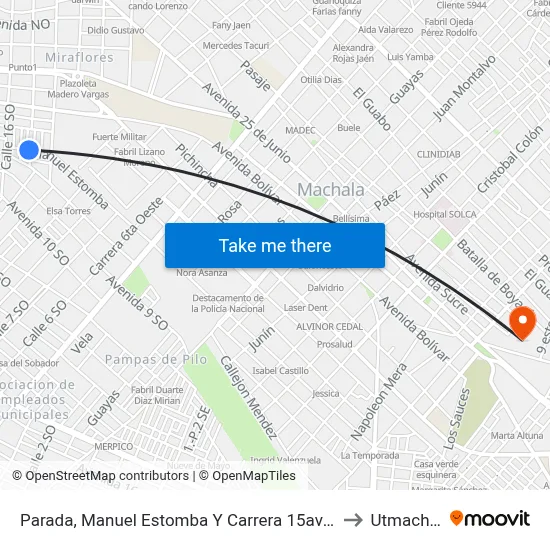 Parada, Manuel Estomba Y Carrera 15ava Oeste to Utmachala map