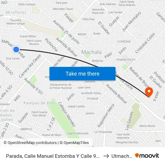 Parada, Calle Manuel Estomba Y Calle 9na Oeste to Utmachala map