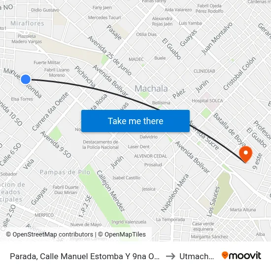 Parada, Calle Manuel Estomba Y 9na Oeste to Utmachala map