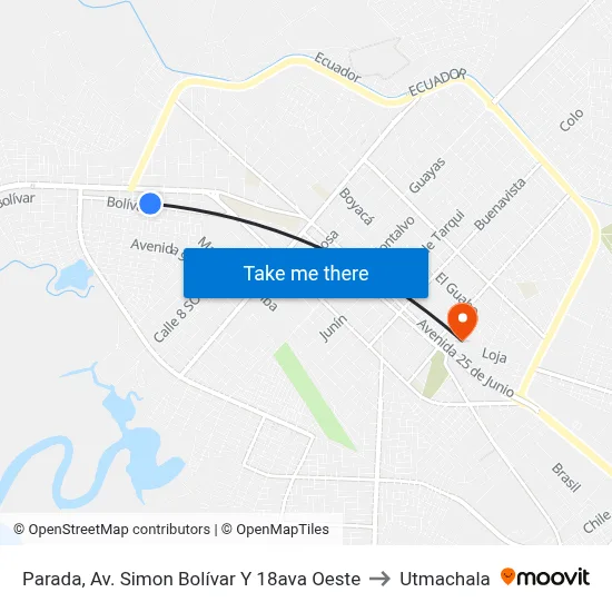 Parada, Av. Simon Bolívar Y 18ava Oeste to Utmachala map