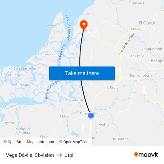Vega Dávila, Cbvisión to Utpl map