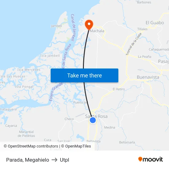 Parada, Megahielo to Utpl map