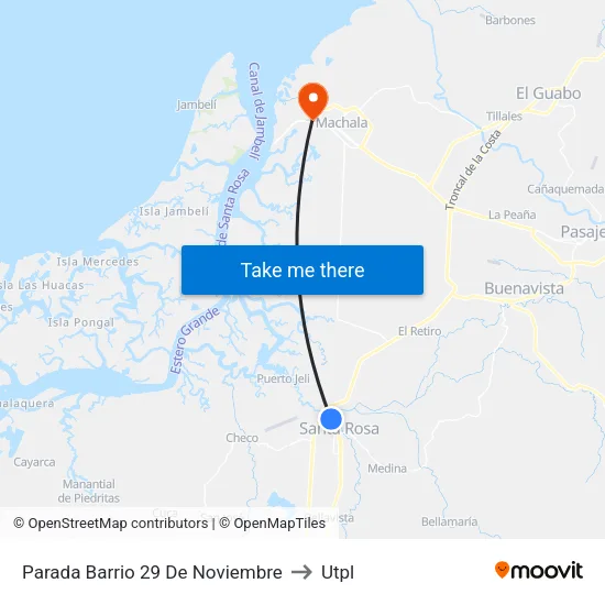 Parada Barrio 29 De Noviembre to Utpl map