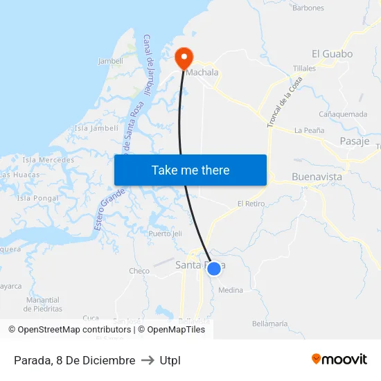 Parada, 8 De Diciembre to Utpl map