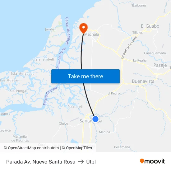 Parada Av. Nuevo Santa Rosa to Utpl map